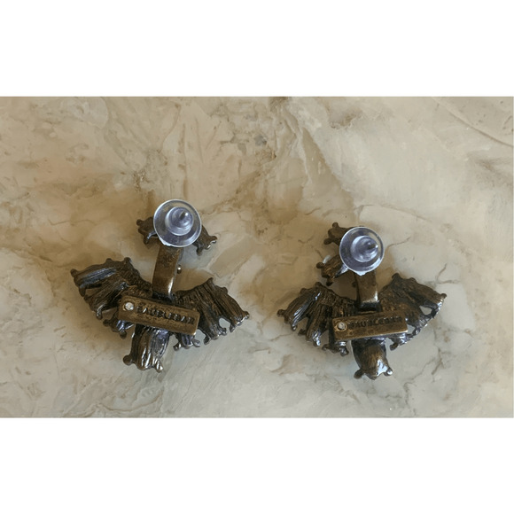 Crystal Fan Stud Earrings - Picture 7 of 8